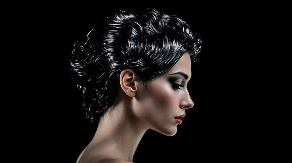 sculpted wet hairstyle trend