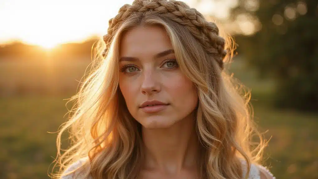 romantische Boho-Kronenzöpfe