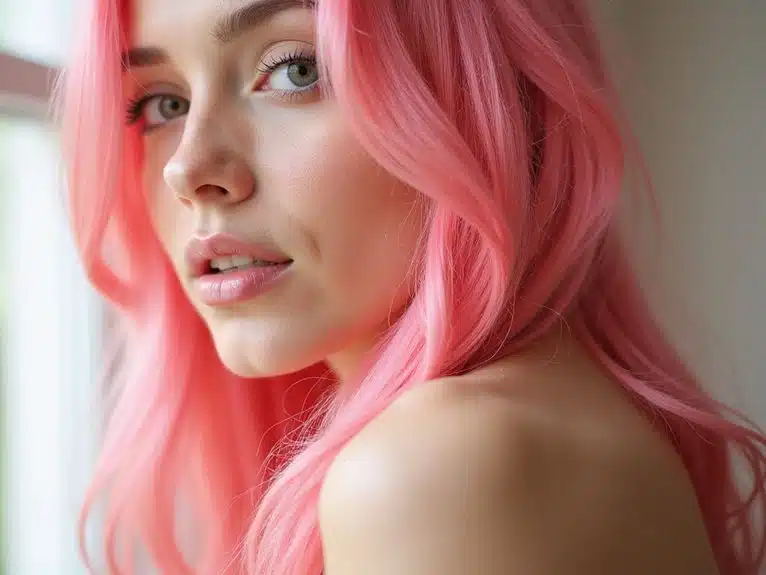 Temporäre rosa Haarfarbe: Farbe, die auffällt
