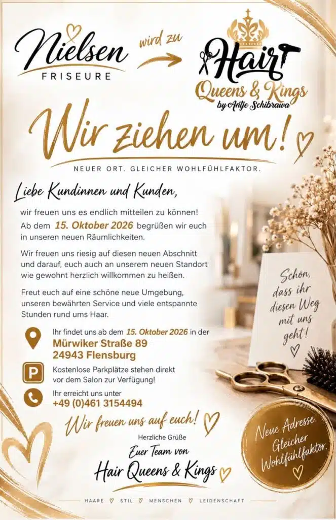 Hair Queens & Kings: Nielsen Friseure wird zu Hair Queens & Kings by Antje Schibrawe Nielsen Friseure wird zu Hair Queens & Kings by Antje Schibrawe